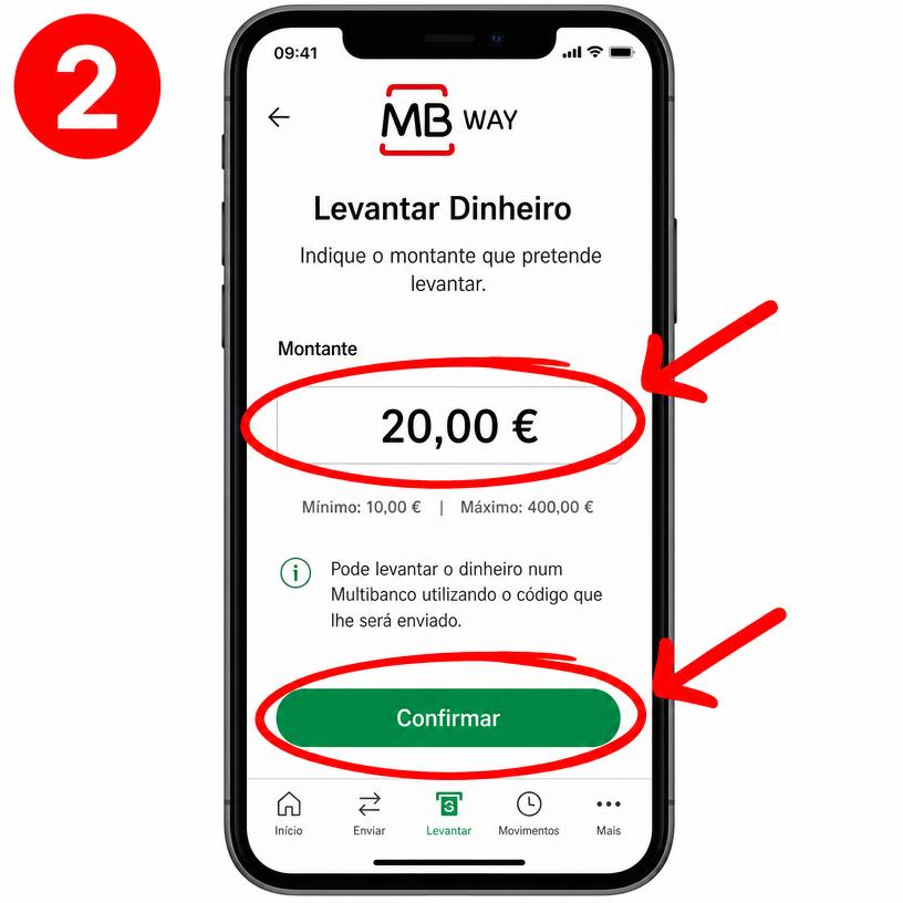 Passo 2: escrever o valor e confirmar